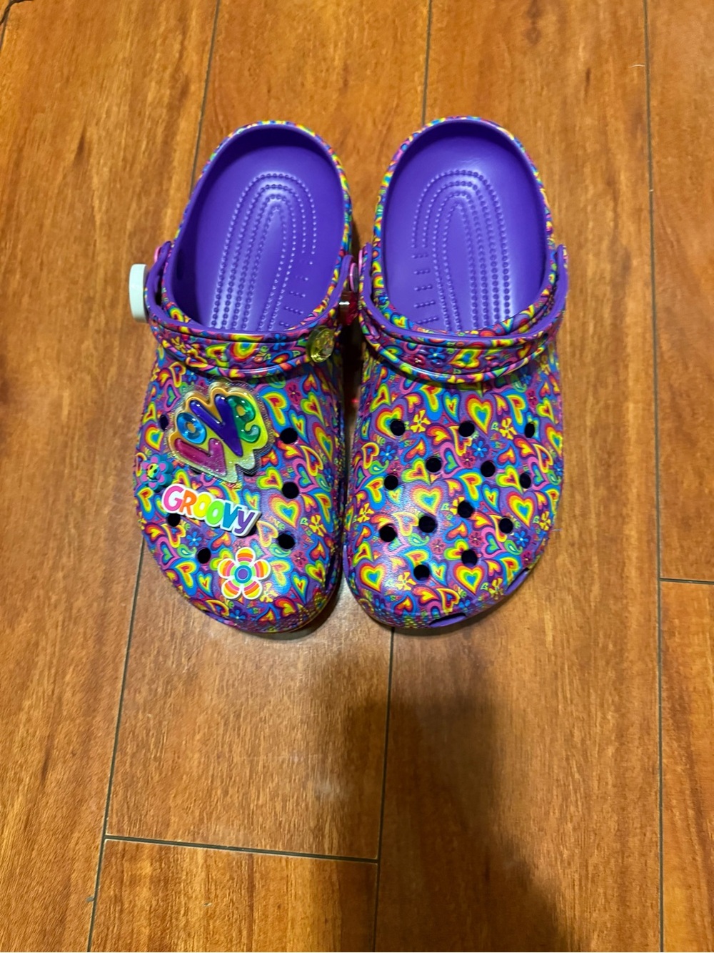 Lisa frank crocs Purple Groove Heart-Print Clog Shoes - Picture 2 of 8